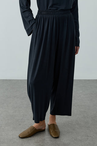 Bol Büzgülü Modal Pantolon Siyah