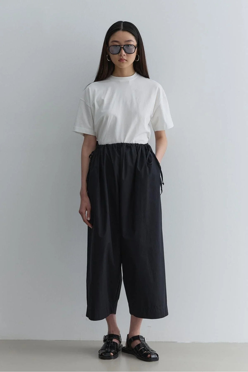 Loose Drawstring Trousers Black