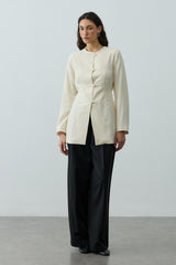 Brit Detaylı Ceket Ekru