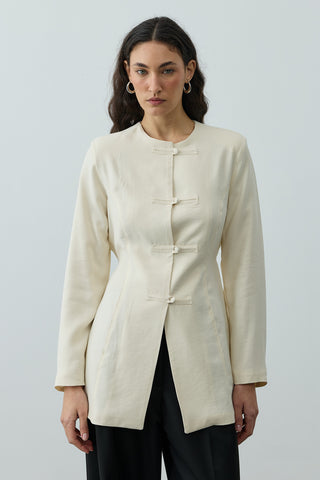 Brit Detaylı Ceket Ekru