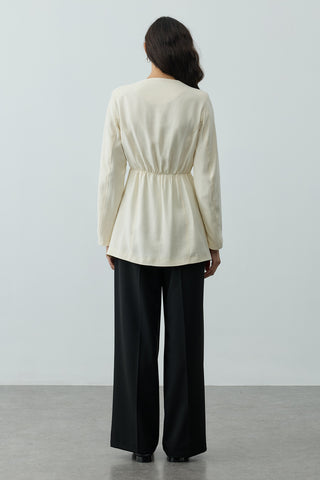 Brit Detaylı Ceket Ekru