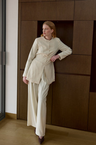 Brit Detaylı Ceket Ekru