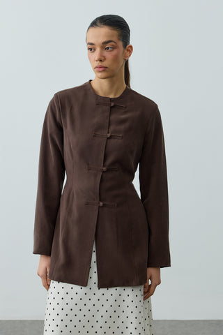 Brit Detaylı Ceket Kahverengi