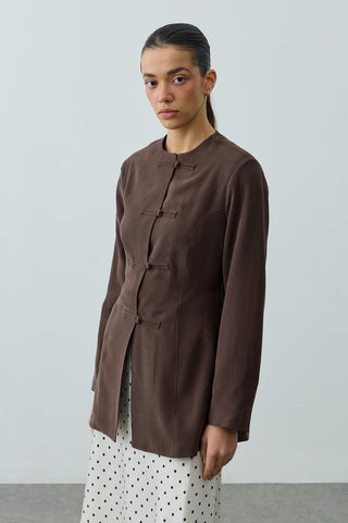 Brit Detaylı Ceket Kahverengi