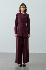 Brit Detaylı Ceket Mürdüm