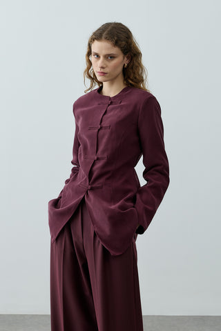 Brit Detaylı Ceket Mürdüm