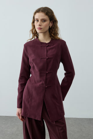 Brit Detaylı Ceket Mürdüm