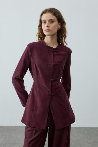 Brit Detaylı Ceket Mürdüm