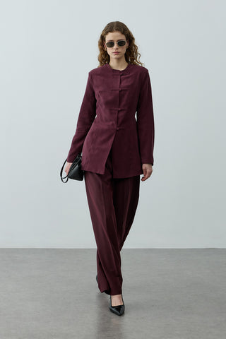 Brit Detaylı Ceket Mürdüm