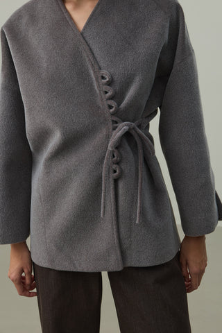 Brit Detaylı Kaşe Ceket Gri
