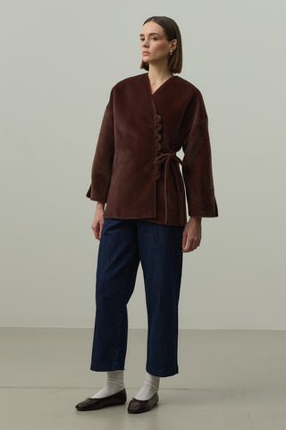 Brit Detaylı Kaşe Ceket Kahverengi