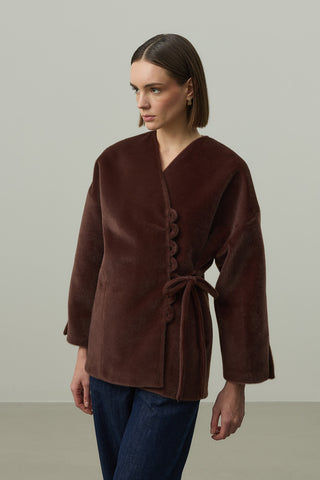 Brit Detaylı Kaşe Ceket Kahverengi