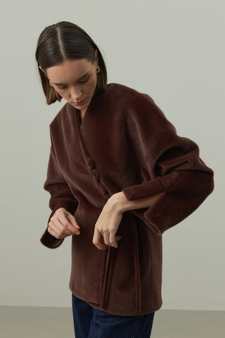 Brit Detaylı Kaşe Ceket Kahverengi