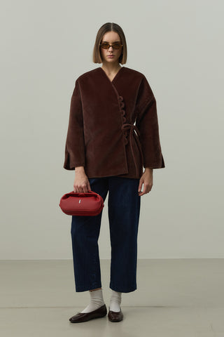 Brit Detaylı Kaşe Ceket Kahverengi