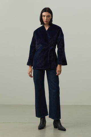 Brit Detaylı Kaşe Ceket Lacivert