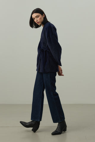 Brit Detaylı Kaşe Ceket Lacivert