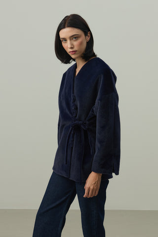 Brit Detaylı Kaşe Ceket Lacivert