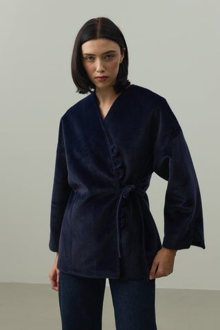 Brit Detaylı Kaşe Ceket Lacivert