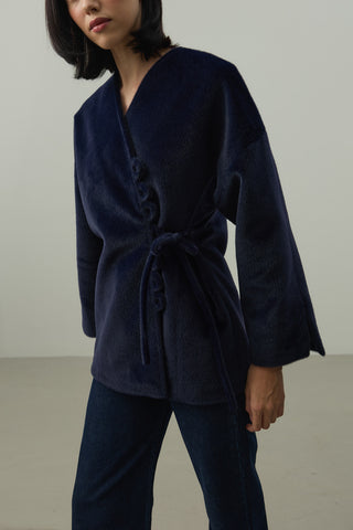 Brit Detaylı Kaşe Ceket Lacivert