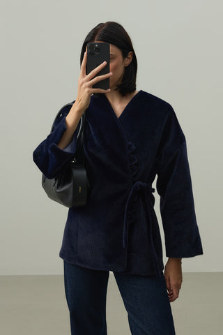 Brit Detaylı Kaşe Ceket Lacivert