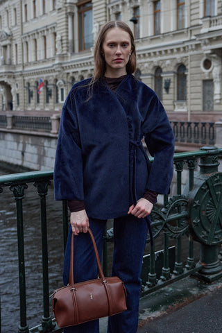 Brit Detaylı Kaşe Ceket Lacivert