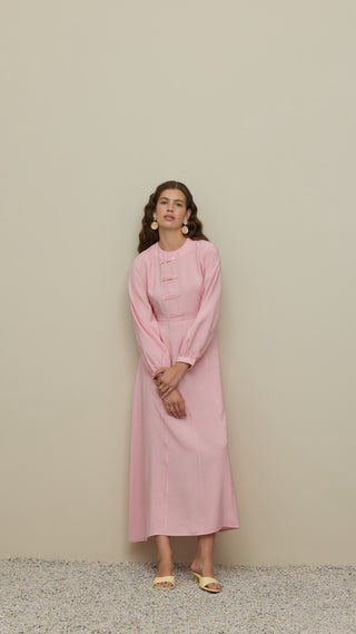 Brit Detaylı Modal Elbise Pembe
