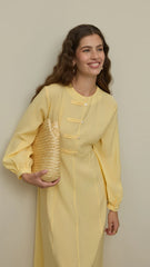 Brit Detaylı Modal Elbise Sarı