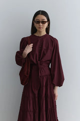 Brit Button-down Top Burgundy