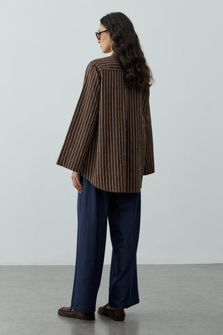 Britli Çizgili Gömlek Kahverengi