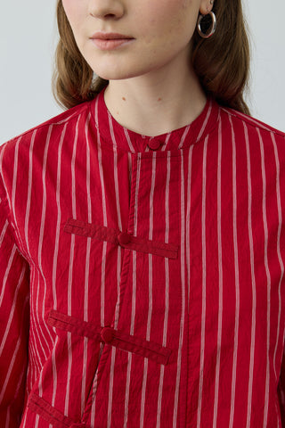 Britli Çizgili Gömlek Kırmızı