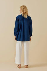 Britli Keten Gömlek Mavi