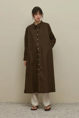 Britli Linen Maxi Shirt Brown