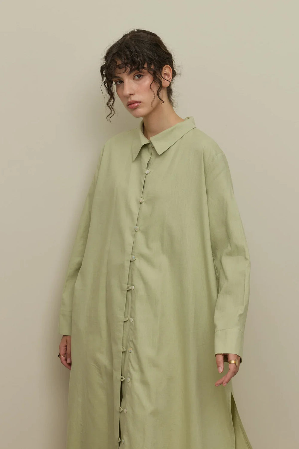 Britli Linen Maxi Shirt Mint
