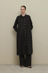 Britli Linen Maxi Shirt Black
