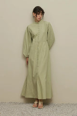 Britli Lyocell Keten Elbise Mint