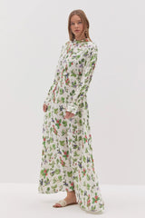 Brodeli Desenli Elbise Yeşil