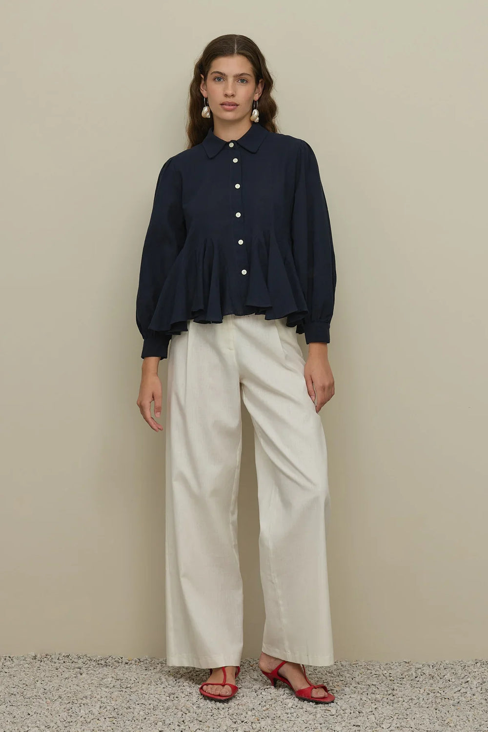 Bürümcük Godeli Shirt Navy Blue