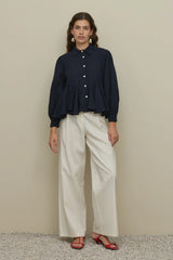 Bürümcük Godeli Gömlek Lacivert