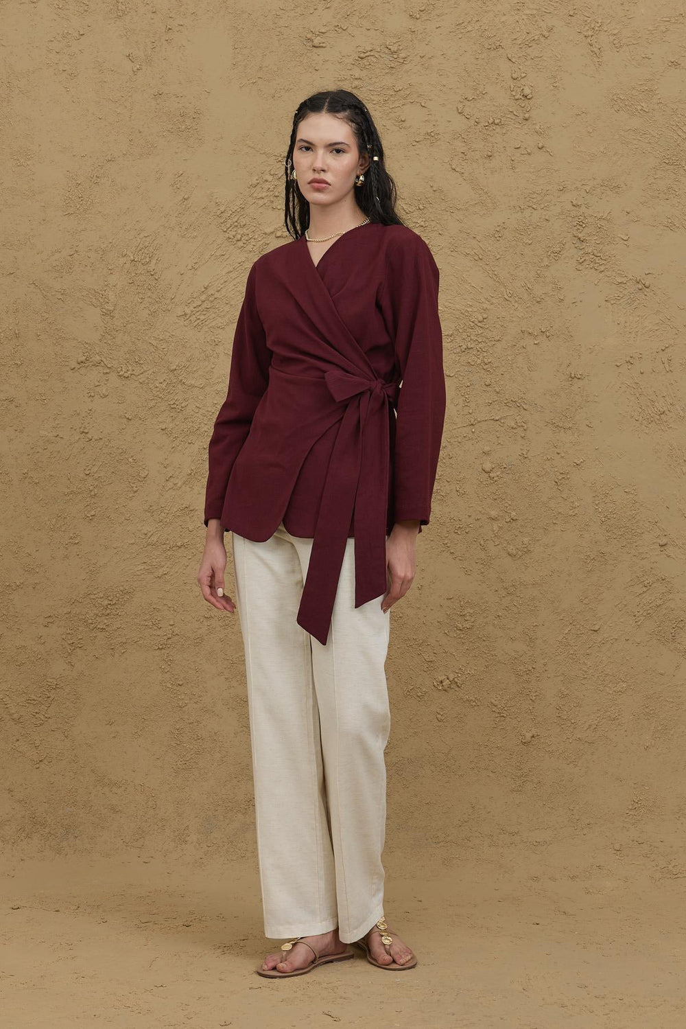 Burgundy Kimono Shirt