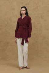 Bürümcük Kimono Gömlek Bordo