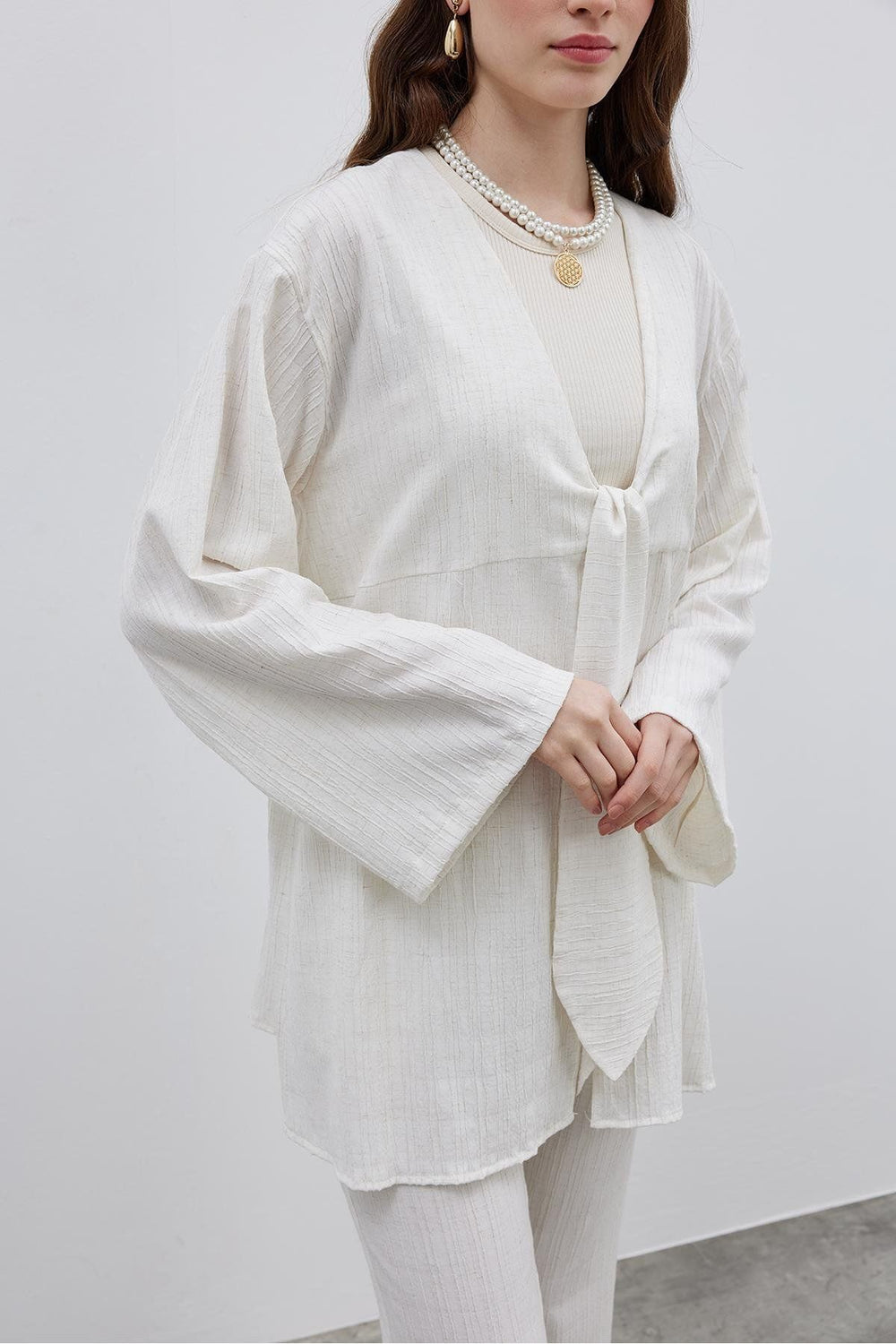 Bürümcük Kimono Takım Ekru