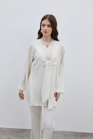 Bürümcük Kimono Takım Ekru - Fahhar Design