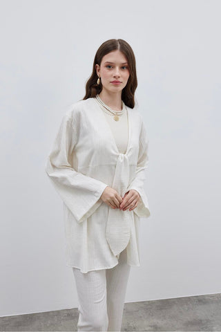 Bürümcük Kimono Takım Ekru - Fahhar Design