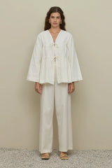 Büzgü Detaylı Kimono Ekru