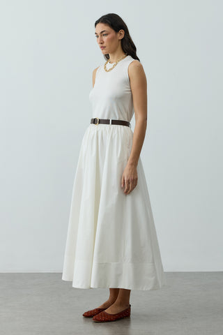 Büzgü Detaylı Maxi Etek Ekru