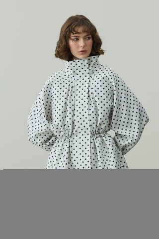 Büzgü Detaylı Puantiye Ceket Ekru