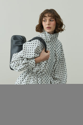 Büzgü Detaylı Puantiye Ceket Ekru