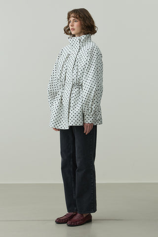 Büzgü Detaylı Puantiye Ceket Ekru