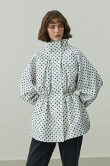 Büzgü Detaylı Puantiye Ceket Ekru