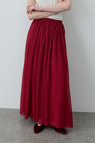 Büzgülü Dökümlü Maxi Etek Bordo